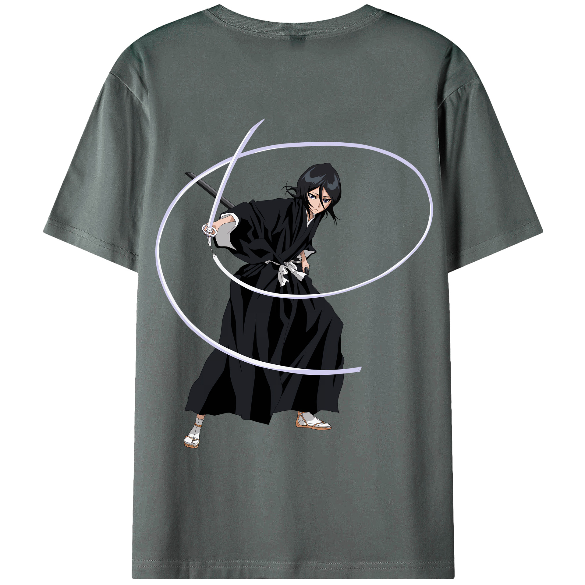 （画像用） ブリーチ 朽木ルキア BLEACH Kuchiki Rukia 綿100％ メンズ半袖Tシャツ（バックプリント） 通気性